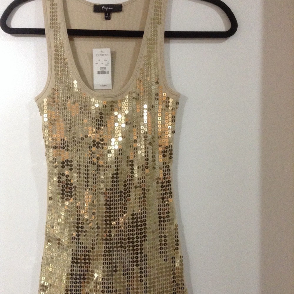 Express gold sequined tank top